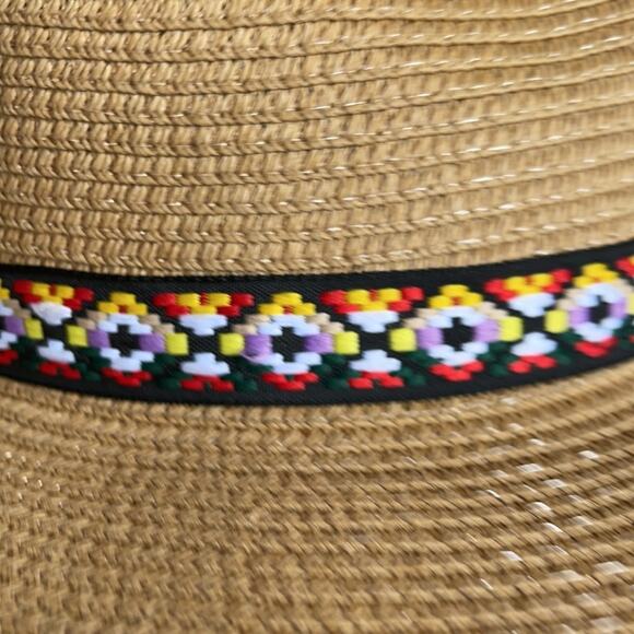 Straw beach summer color hat band sun hat - Picture 2 of 7